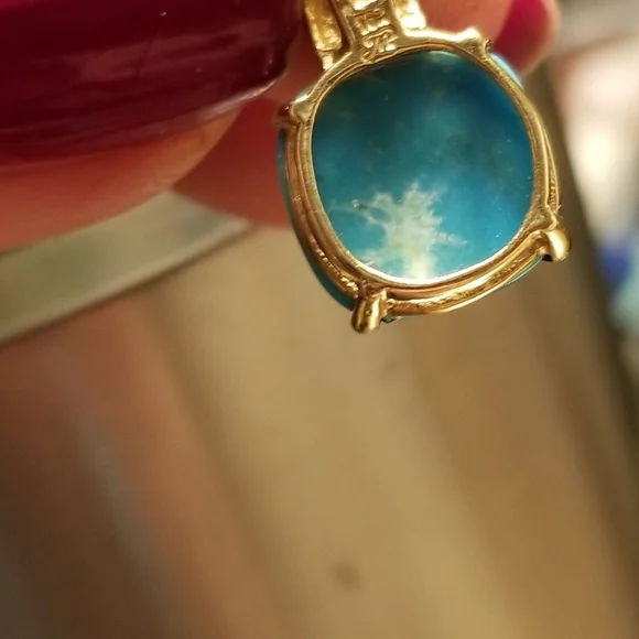 Sleeping Beauty or Persian Turquoise Gold Pendant - Picture 7 of 14